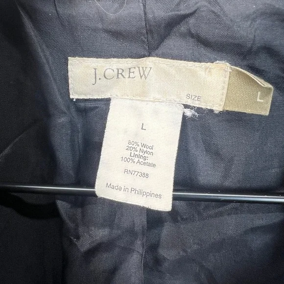 J.Crew Womens Wool Blend Tweed Peacoat Black White Salt and Pepper Large RN77388 - Picture 2 of 8